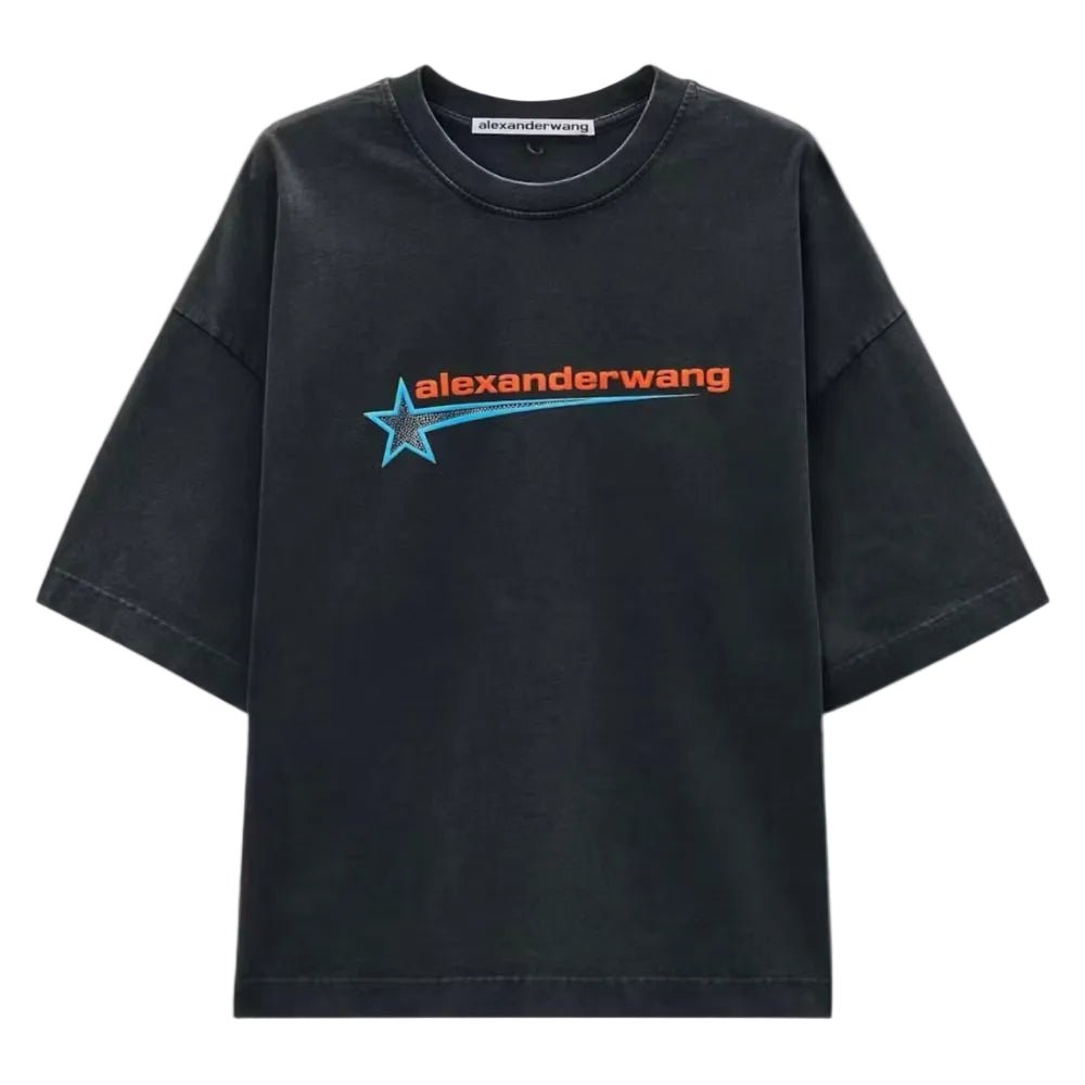 Alexander Wang Boxy Tee W Graphic Washed Black