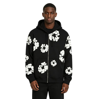 Denim Tears Cotton Wreath Zip Hoodie Black