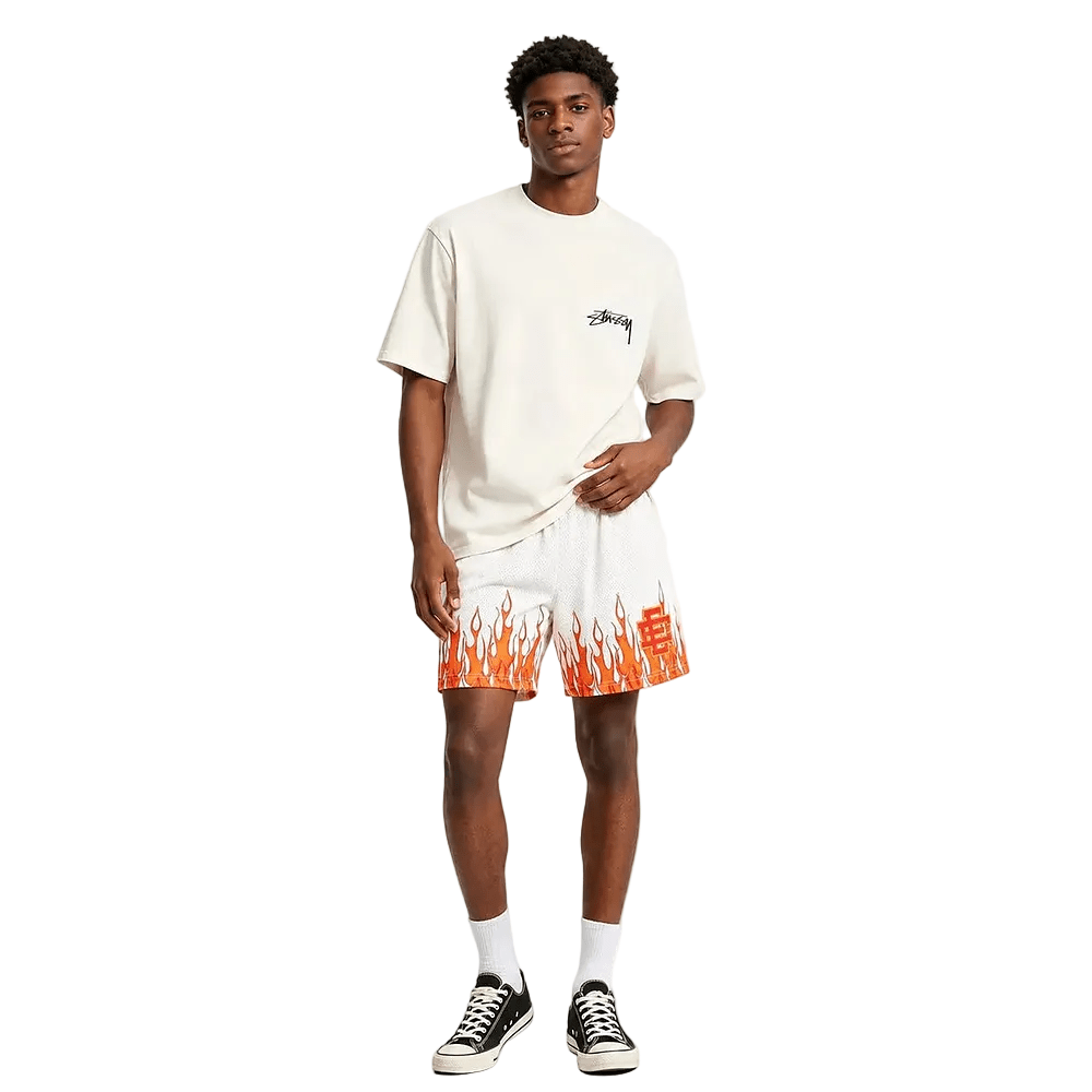 Eric Emanuel EE Basic Core Burning Flames Short Off White Red